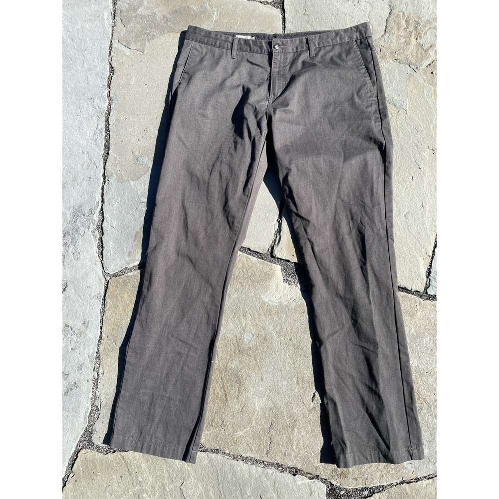 Volcom Pant Men's 38 Gray Straight Leg Flat Front‎ Zip Closure Pockets